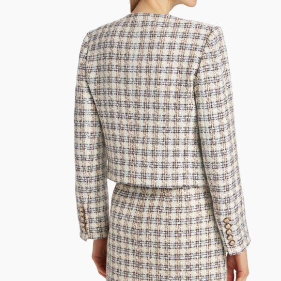 Veronica Beard Bentley Check Tweed Crop Jacket - Picture 3 of 9